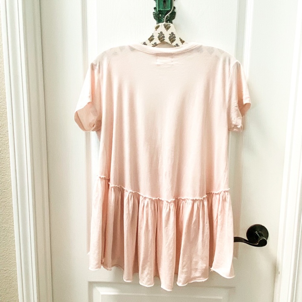 Anthropologie t. la Boho Chic Blush Ruffle Tee Size XS - Picture 3 of 7